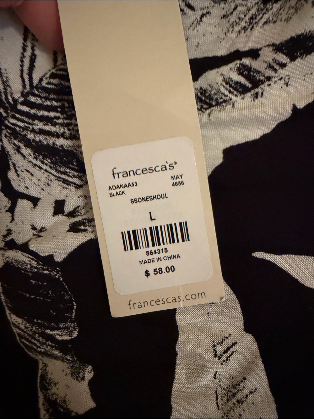 Francesca's Collections Black & White One-Shoulder Floral High-Low Dress - Picture 3 of 4